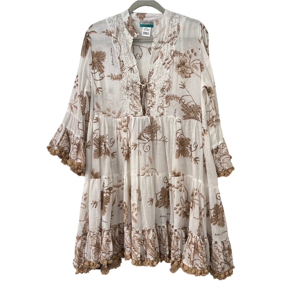 Leoni Al Sole Resort Tiered Dress OS Coastal Preppy Summer Vacation